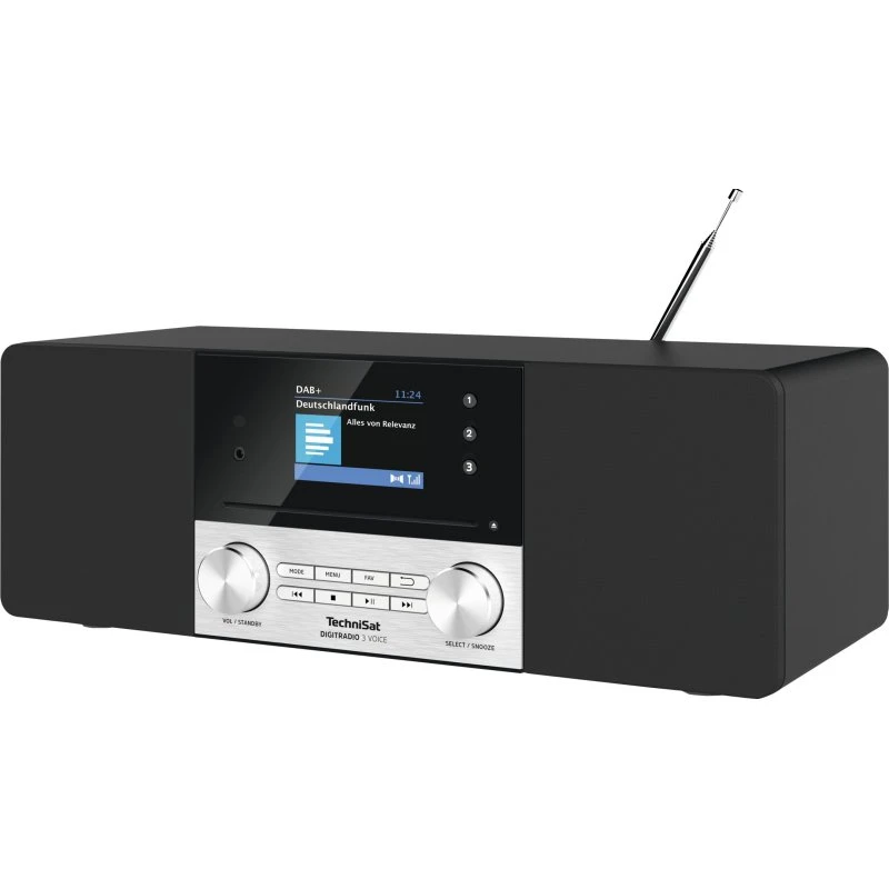 TechniSat DigitRadio 3 VOICE, DAB+ Radio med CD & USB, 2 x 10 W, sort/sølv