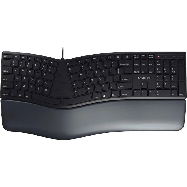 Cherry KC 4500 ERGO Ergonomisk Tastatur, Sort, USB, Pan Nordisk