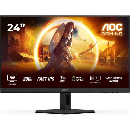 AOC 24G4HRE Gaming-skærm 24" FHD 200 Hz Fast IPS Sort/Rød