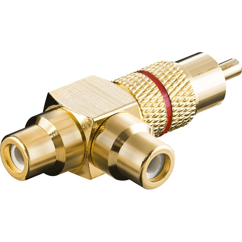 goobay Phono-Y-adapter, rød, guld stik