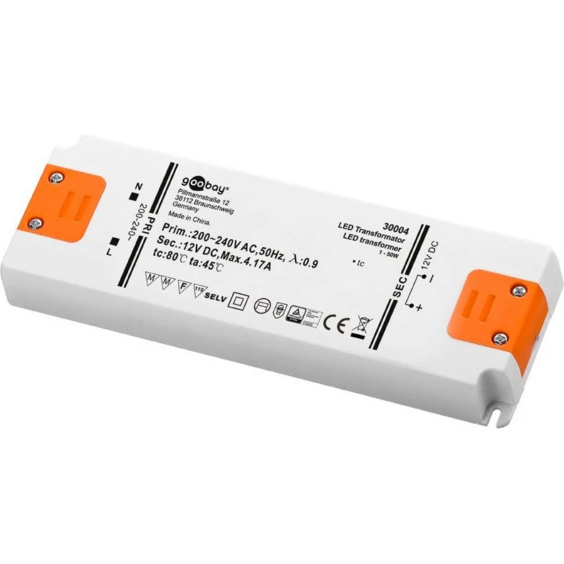 goobay LED-strømforsyning 12V/50W, hvid-orange