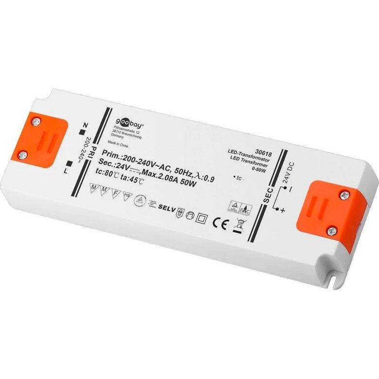 Goobay 30618 LED-strømforsyning 24Vdc/50W IP20, slimline