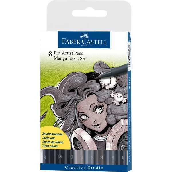 Faber-Castell Pitt Artist Pen Manga 8-delt Grå Toner