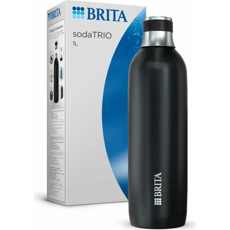 Brita sodaTRIO Termoflaske 1 L, sort rustfrit stål