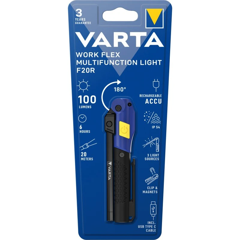 LYGTE Work Flex Multifunction Light F20R - 3 Lystilstande, IP54, USB-C