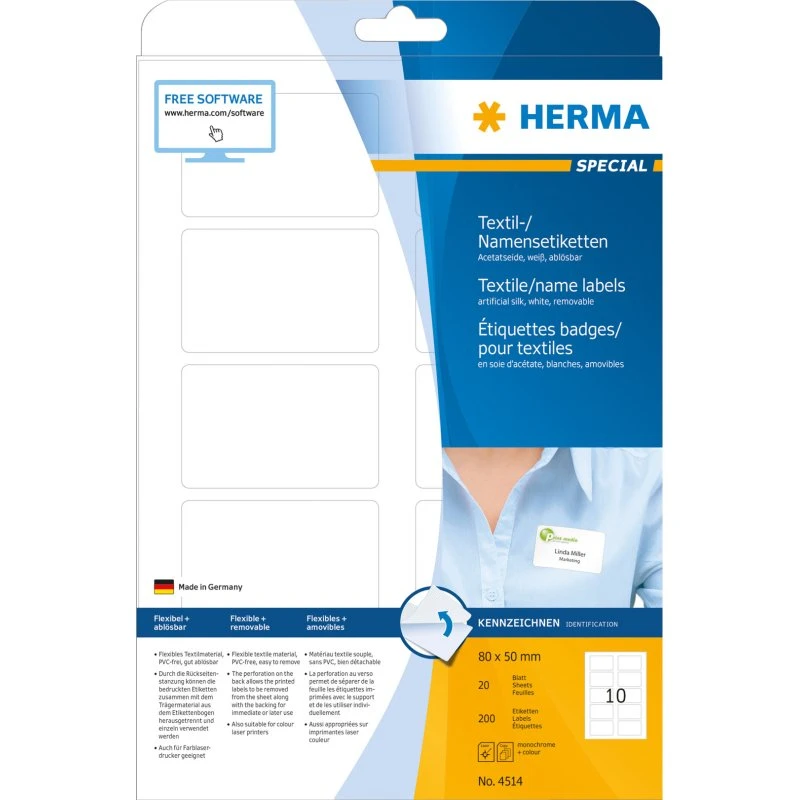 HERMA 4514 Navneetiketter 50x80 mm, 200 stk