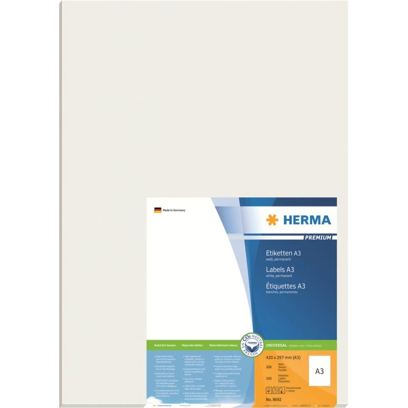 HERMA Premium Etiketter A3 100 stk. hvid