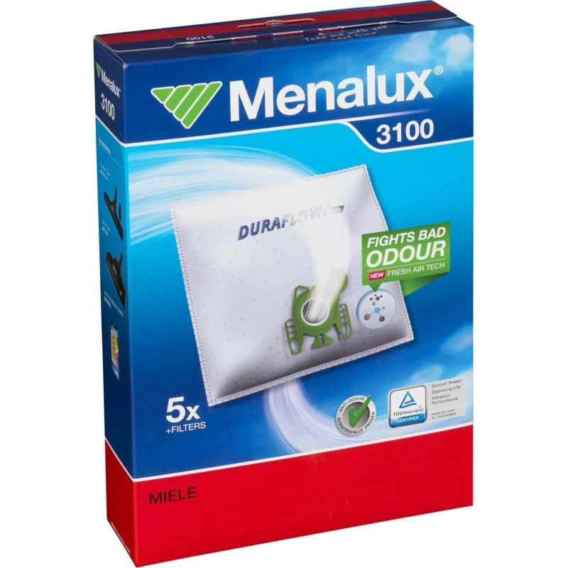 Menalux Vacuum Cleaner Bag 3100, 5 stk + filter