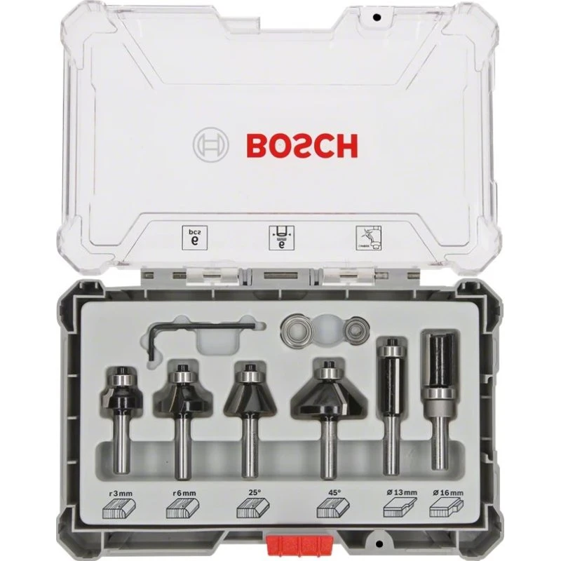 Bosch Bitsæt 6 dele, 8 mm skaft, hårdmetall, fræsejern