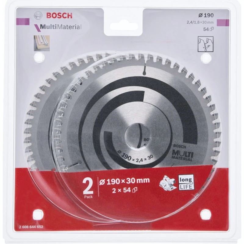 Bosch Multi Material Rundsavsklinge 190 mm, 54T, 2 stk