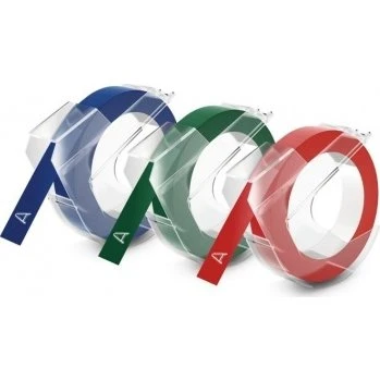 DYMO 3D Label Tape 9mm x 3m, 3-pack (sort, rød, blå)