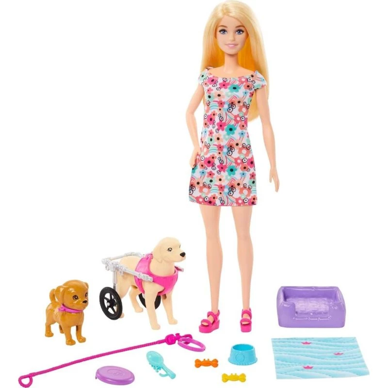 Barbie Pet Dukke med Hunde og Kørestol