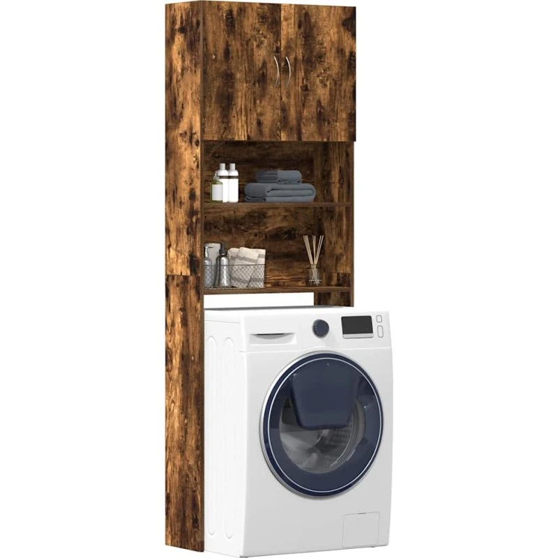 vidaXL vaskemaskineskab 64x24x190 cm røget eg