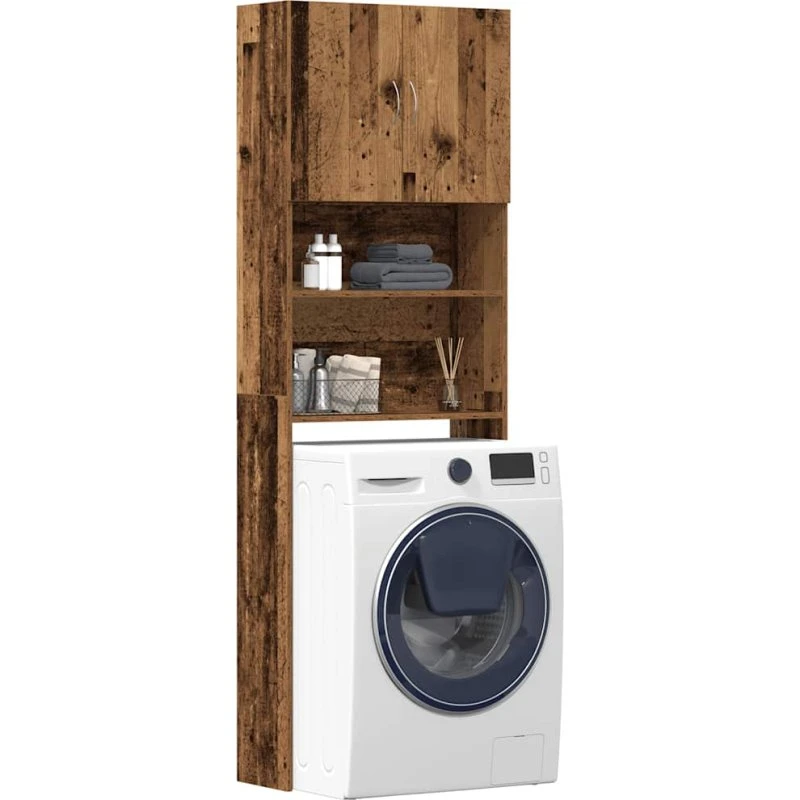 vidaXL vaskemaskineskab 64x24x190 cm gammelt træ-look