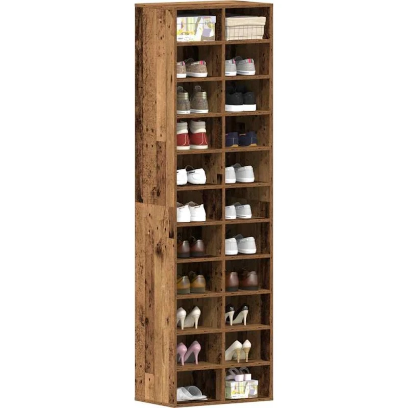 vidaXL Skoreol 54x34x183 cm Konstrueret Træ Gammelt Træ-Look