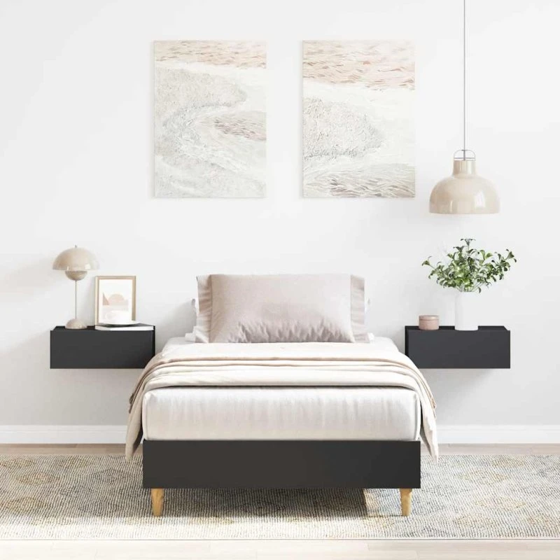 vidaXL Sengeramme 90x200 cm Konstrueret Træ Sort