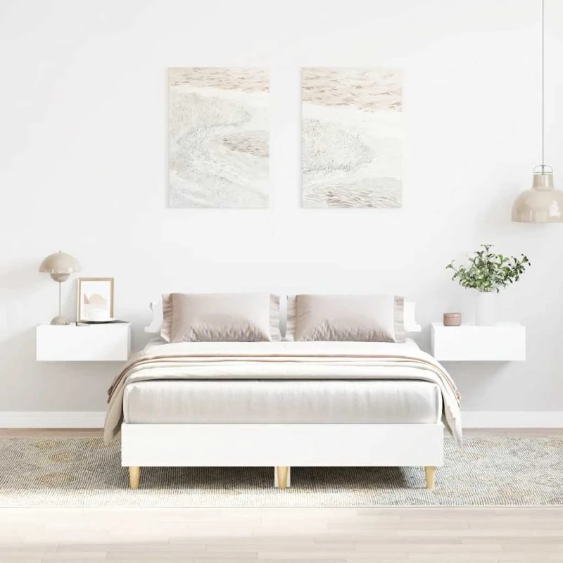 vidaXL sengestel 140x190 cm konstrueret træ hvid