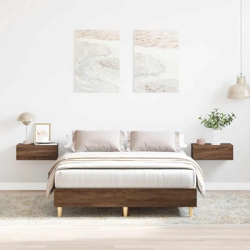 vidaXL Sengestel 140x190 cm Konstrueret Træ Brun Eg