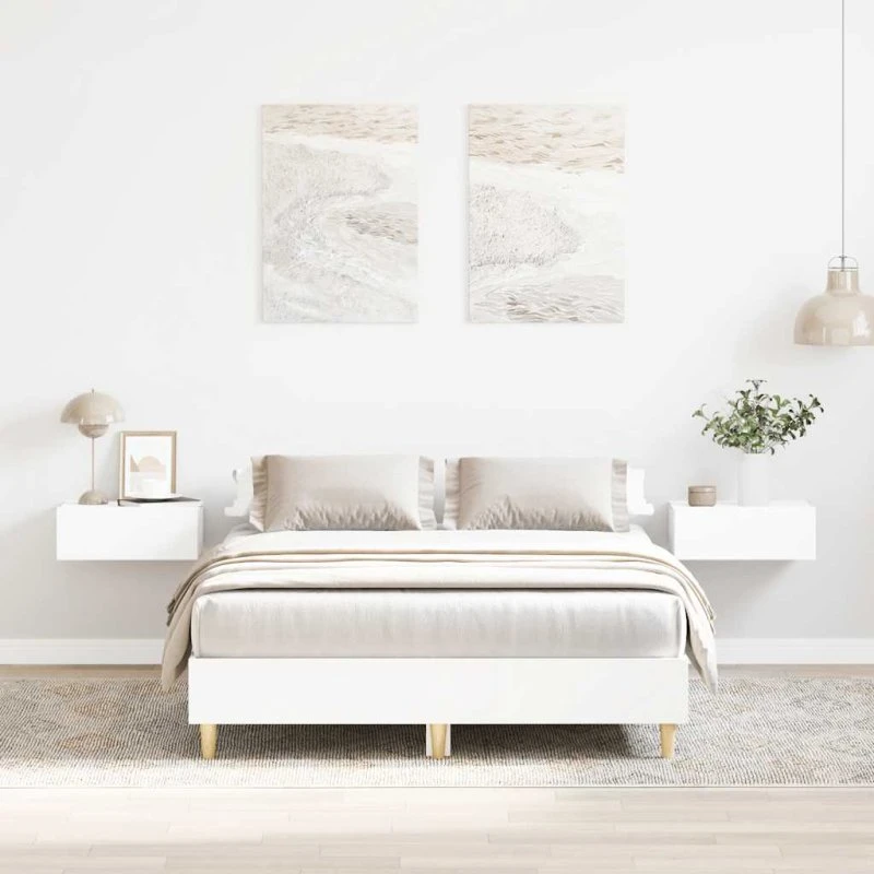 vidaXL Sengestel 135x190 cm Konstrueret Træ Hvid