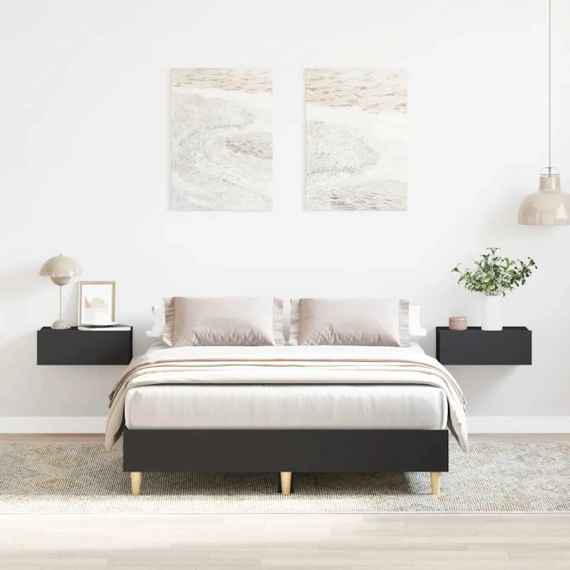 vidaXL sengestel 135x190 cm konstrueret træ sort