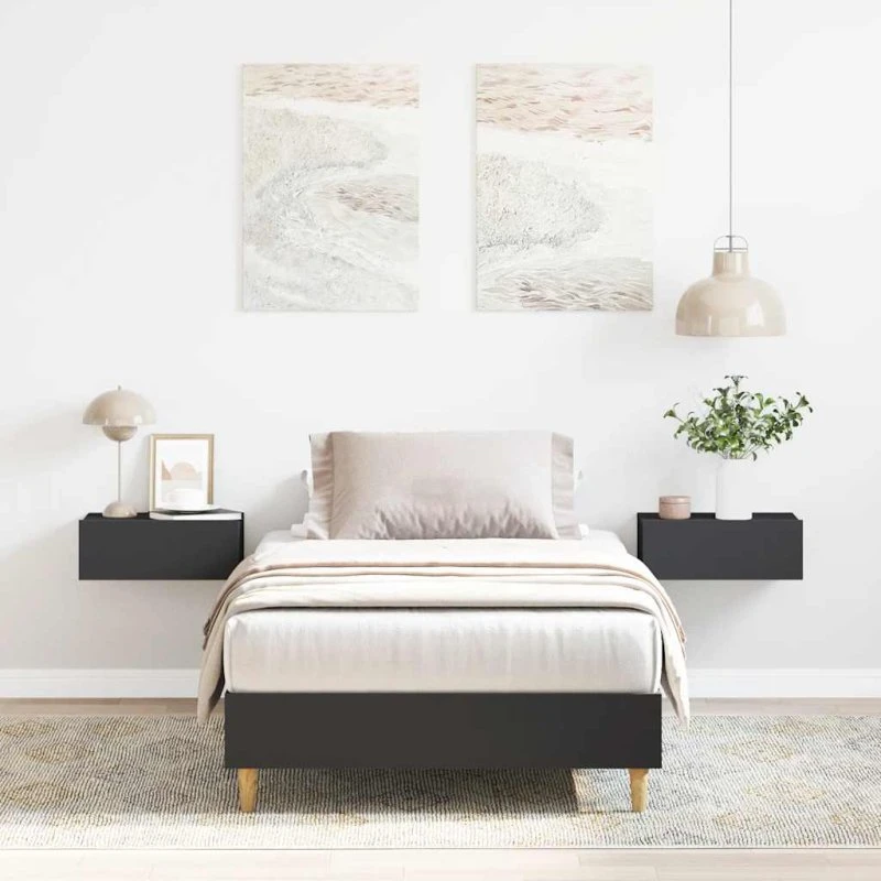 vidaXL sengestel 90x190 cm konstrueret træ sort