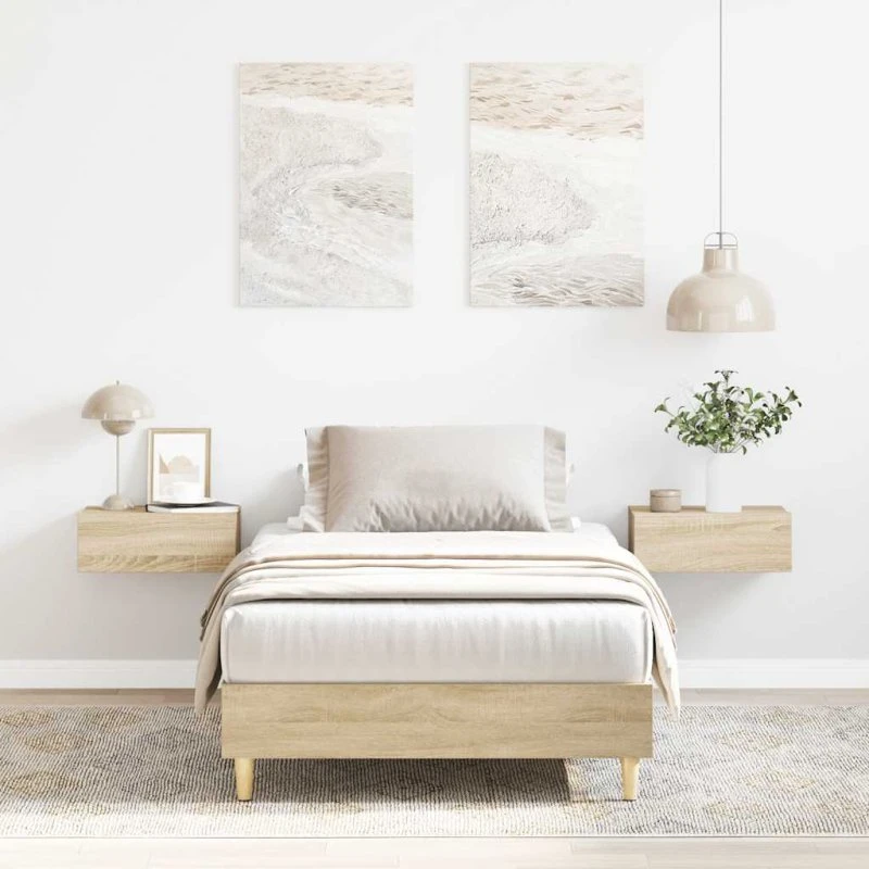vidaXL Sengestel 90x190 cm Konstrueret Træ Sonoma-eg