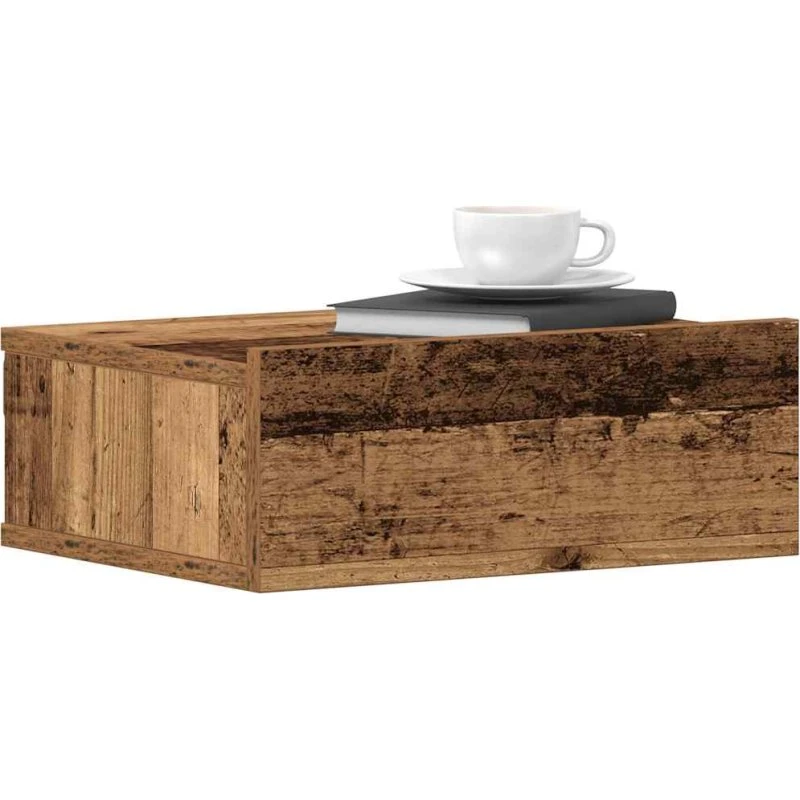 vidaXL Væghængt Natbord 40x32x15 cm Konstrueret Træ Gammelt Træ-Look