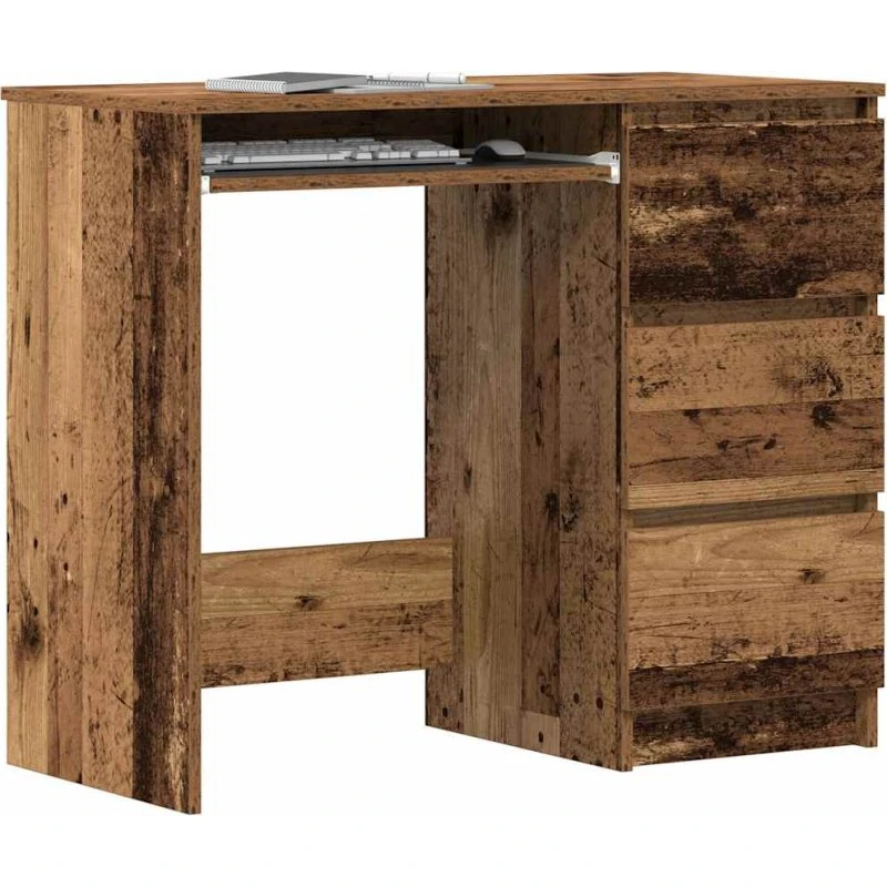 vidaXL Skrivebord 90x45x76 cm Konstrueret Træ Gammelt Trælook