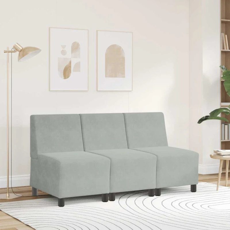 vidaXL modulær sofa uden armlæn 55 cm lysegrå fløjl