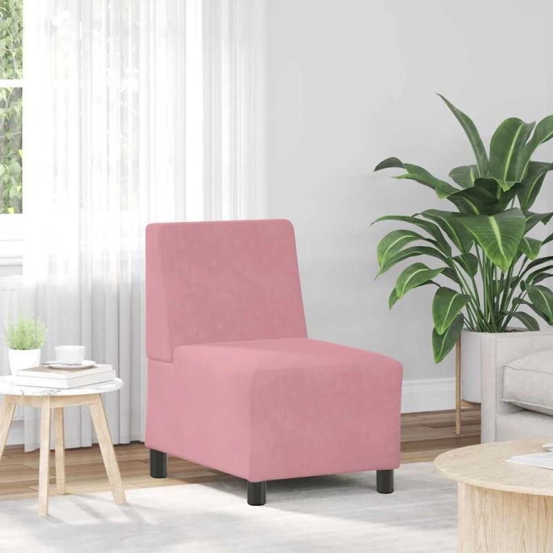 vidaXL modulær sofa uden armlæn lyserød 55 cm fløjl