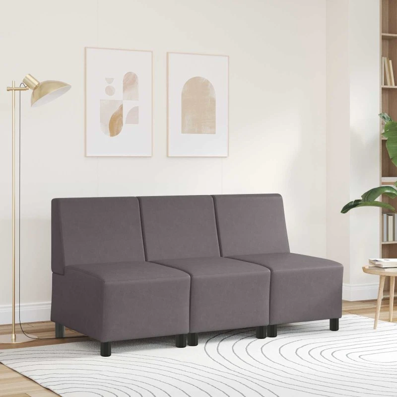 vidaXL Modulsofa enhed uden arme, Grå, 55 x 74 x 82 cm, Kunstlæder