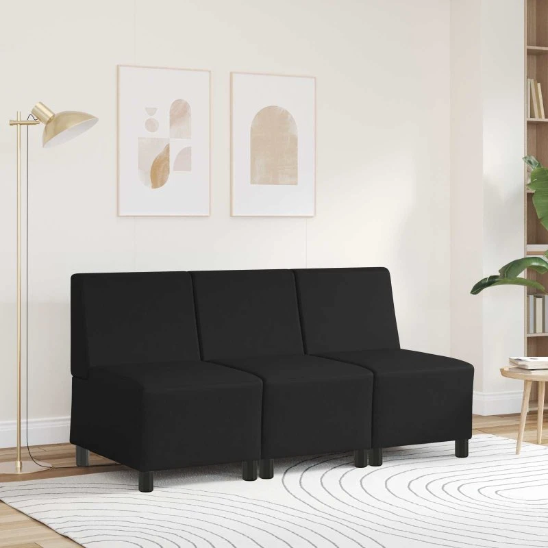 vidaXL Modulsofa enhed uden arme, sort, 55 x 74 x 82 cm