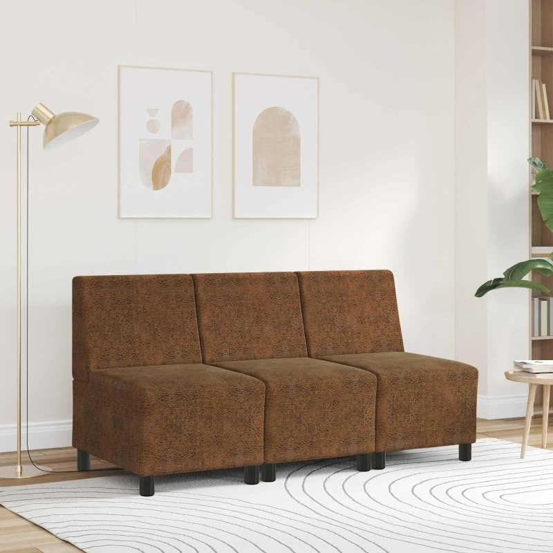 vidaXL Sofastol 55 cm Brun Imiteret Ruskind