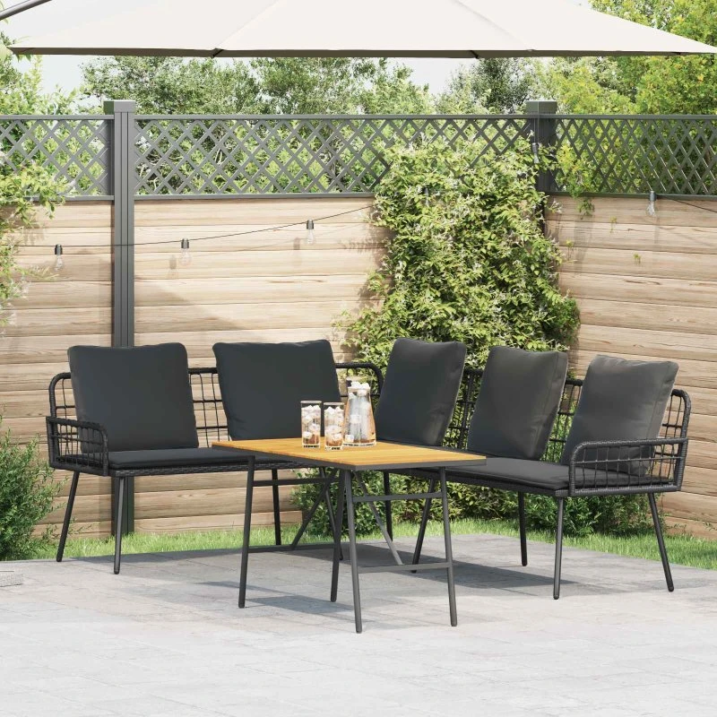 vidaXL Havesofa Sæt 2 stk Sort polyrattan