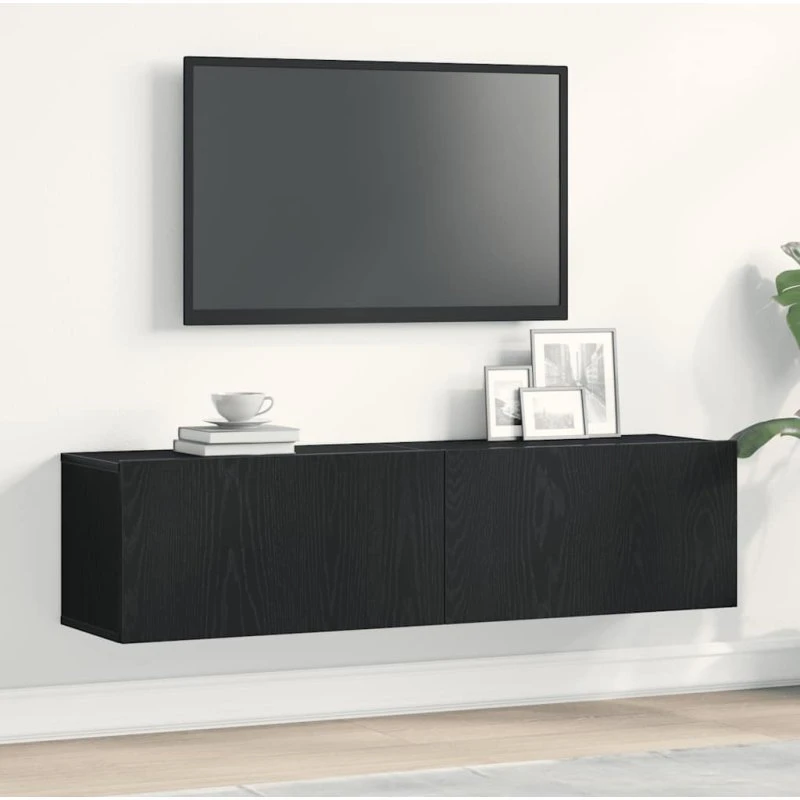 vidaXL tv-bord 120x30x30,5 cm konstrueret træ sort