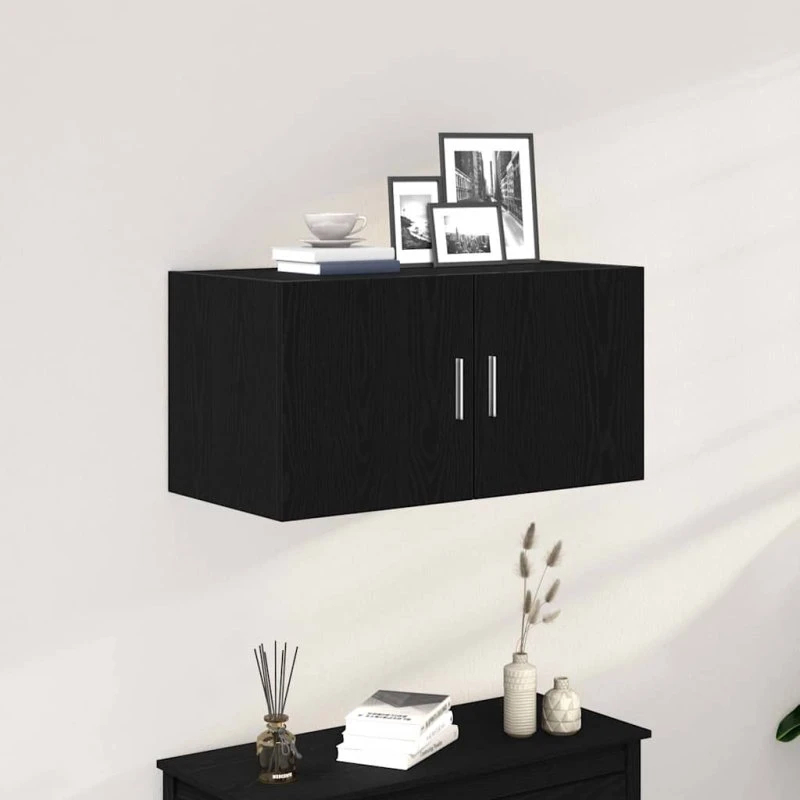vidaXL Vægskab 80x39x40 cm Konstrueret Træ Sort