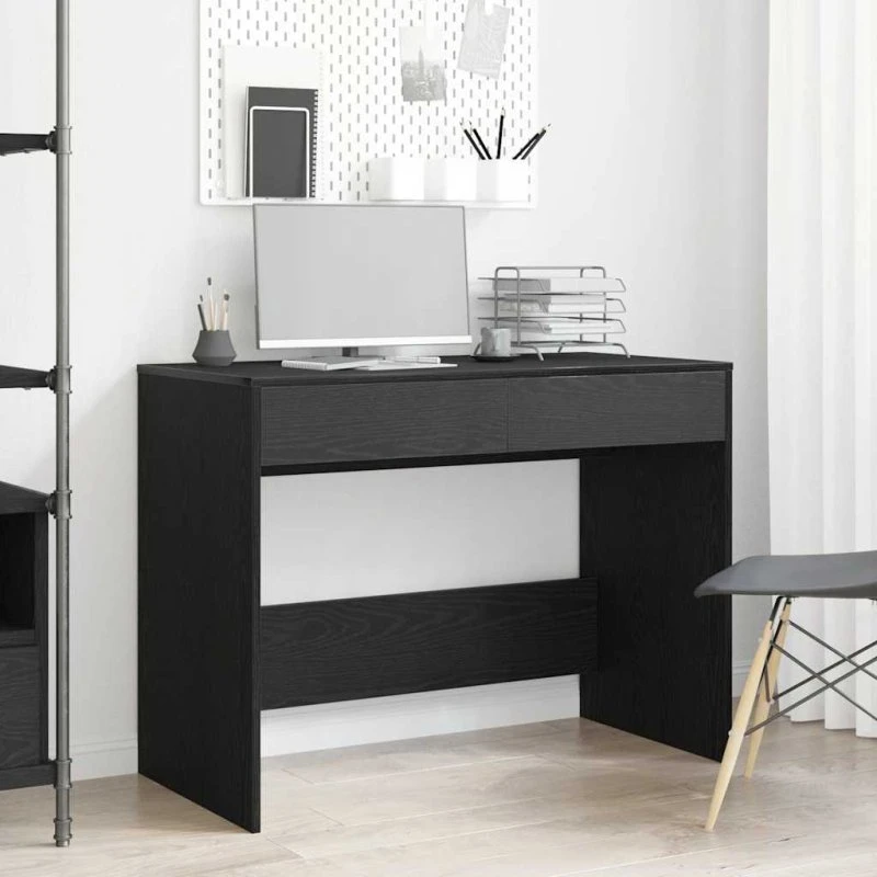 vidaXL Skrivebord 101x50x76,5 cm Konstrueret Træ Sort