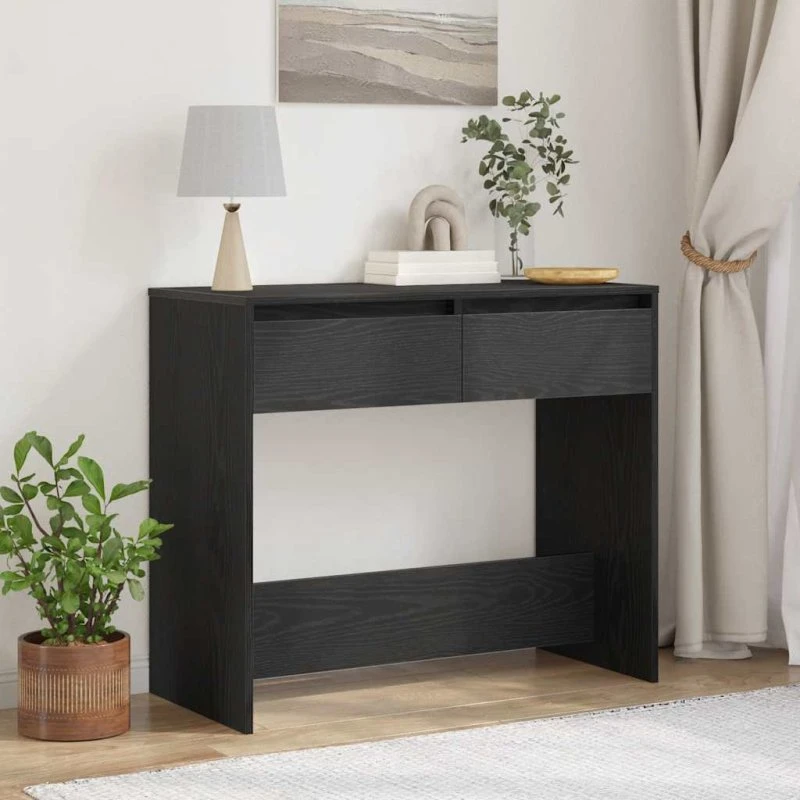 vidaXL Konsolbord 89x41x76,5 cm Sort Konstrueret Træ