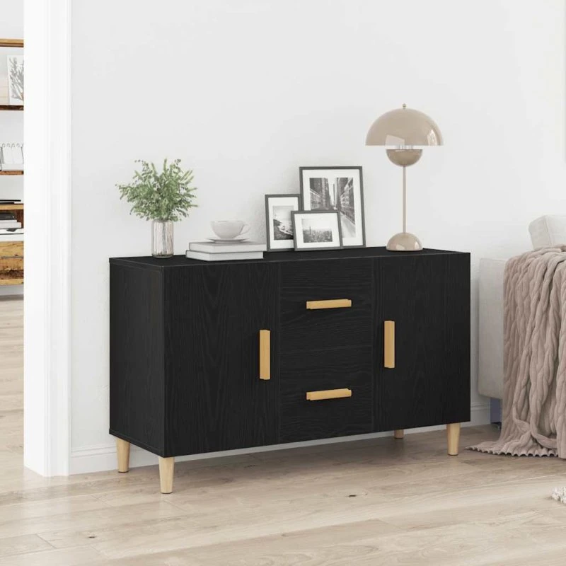 vidaXL Skænk 100x36x60 cm Konstrueret Træ Sort