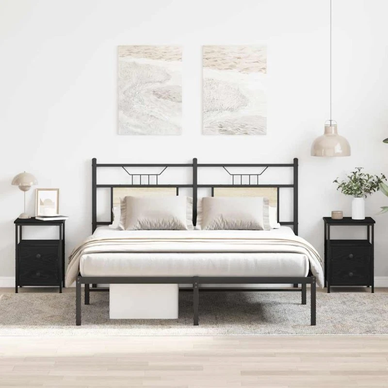 vidaXL Sengeborde 2 stk. sort, 34x35,5x50 cm, konstrueret træ