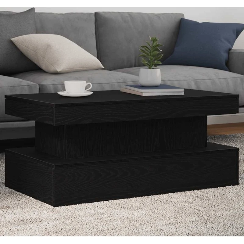 vidaXL sofabord med LED-lys 90x50x40 cm sort