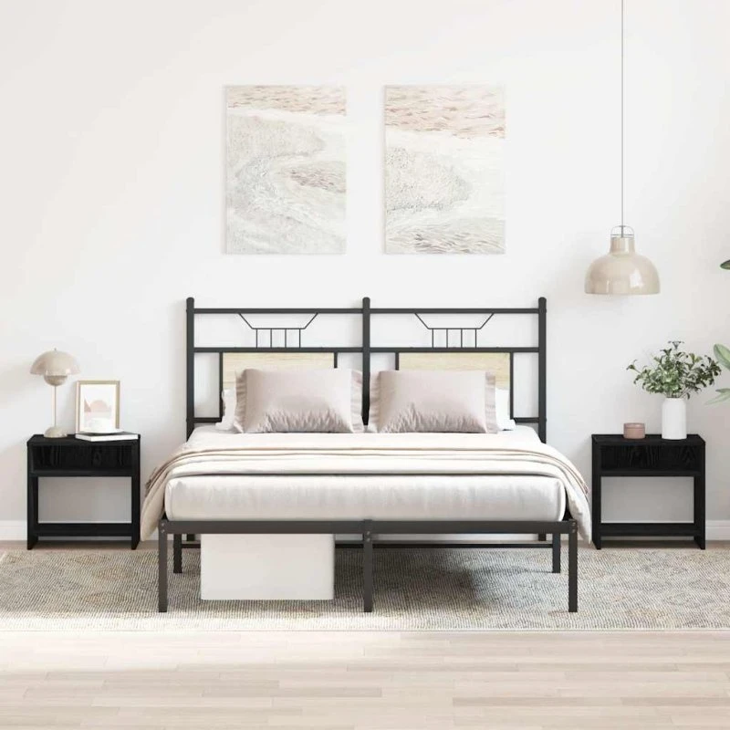 vidaXL Sengeborde 2 stk. 40x30x40 cm konstrueret træ sort