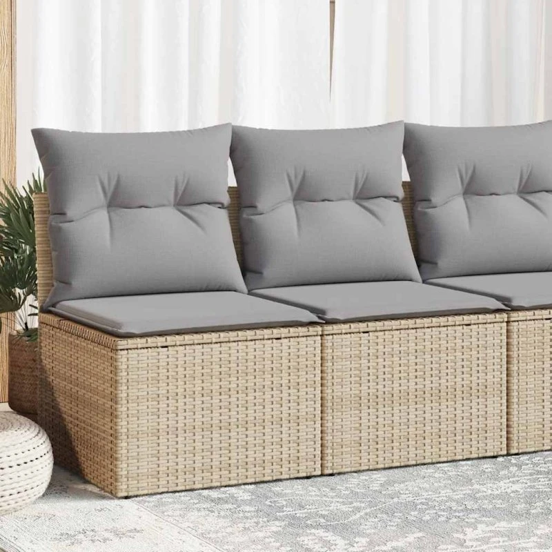 vidaXL 2-delssofasæt med hynder, polyrattan akacietræ, beige