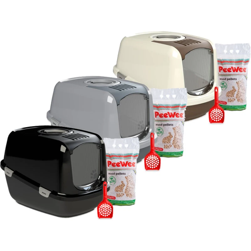 PeeWee EcoDome ekstra stor lukket kattebakke med kulfilter