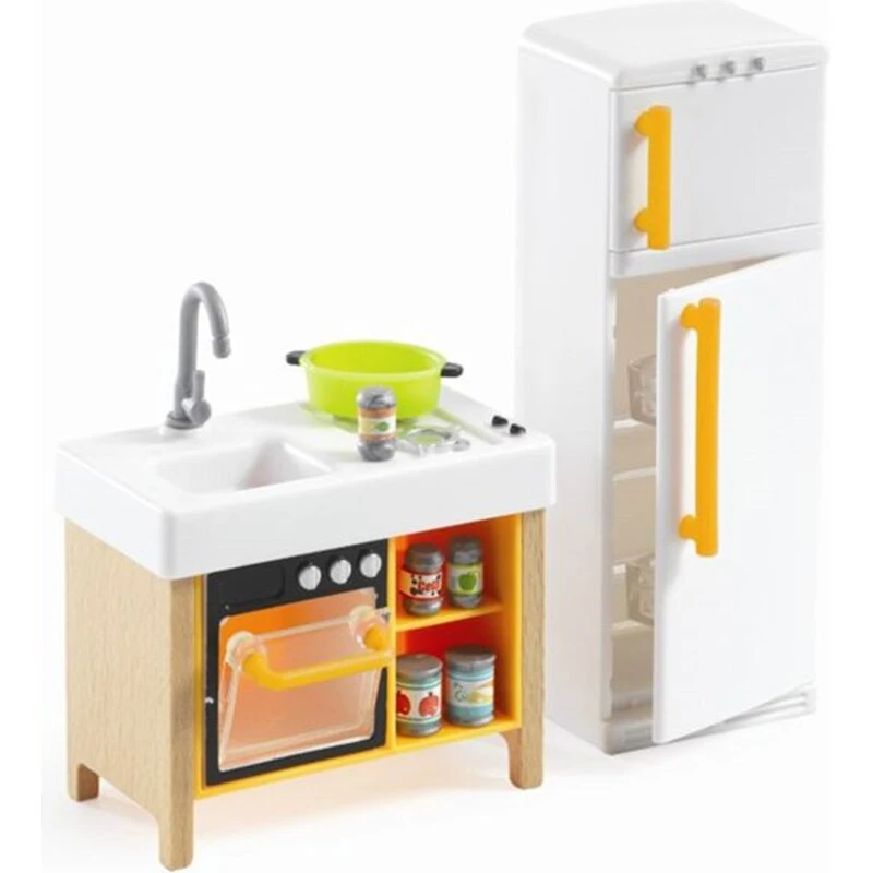 Djeco Petit Home The-køkken, kompakt dukkekøkken