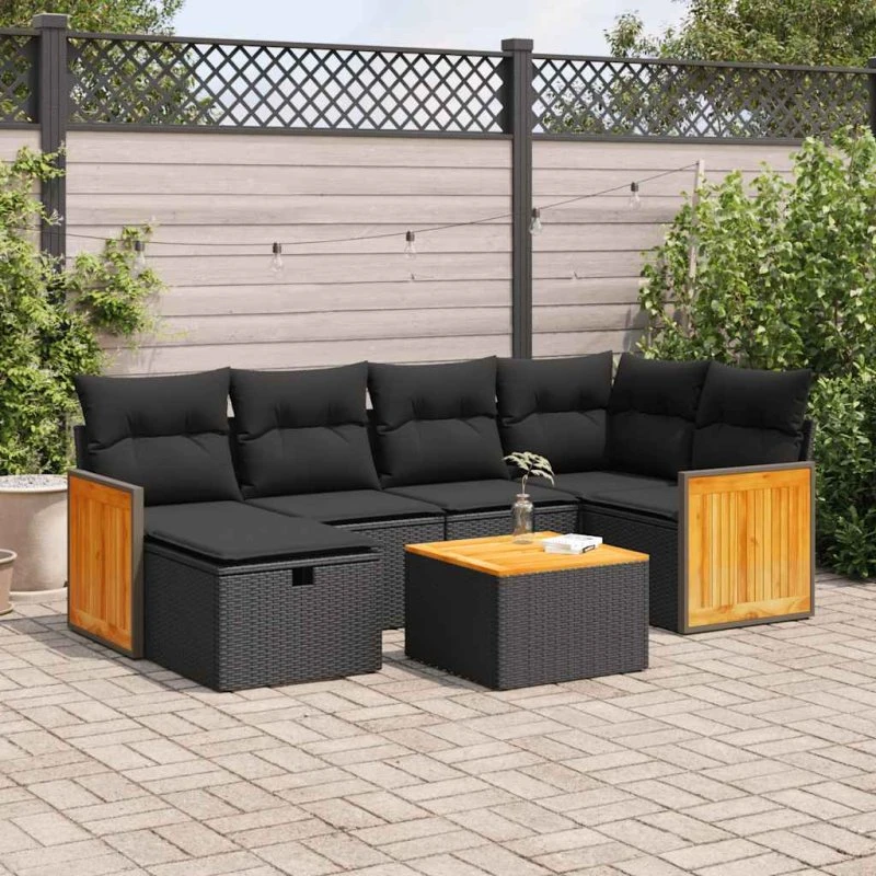 Trendy Havemøbler 7-deles PolyRattan Sofasæt Grå med Opbevaring