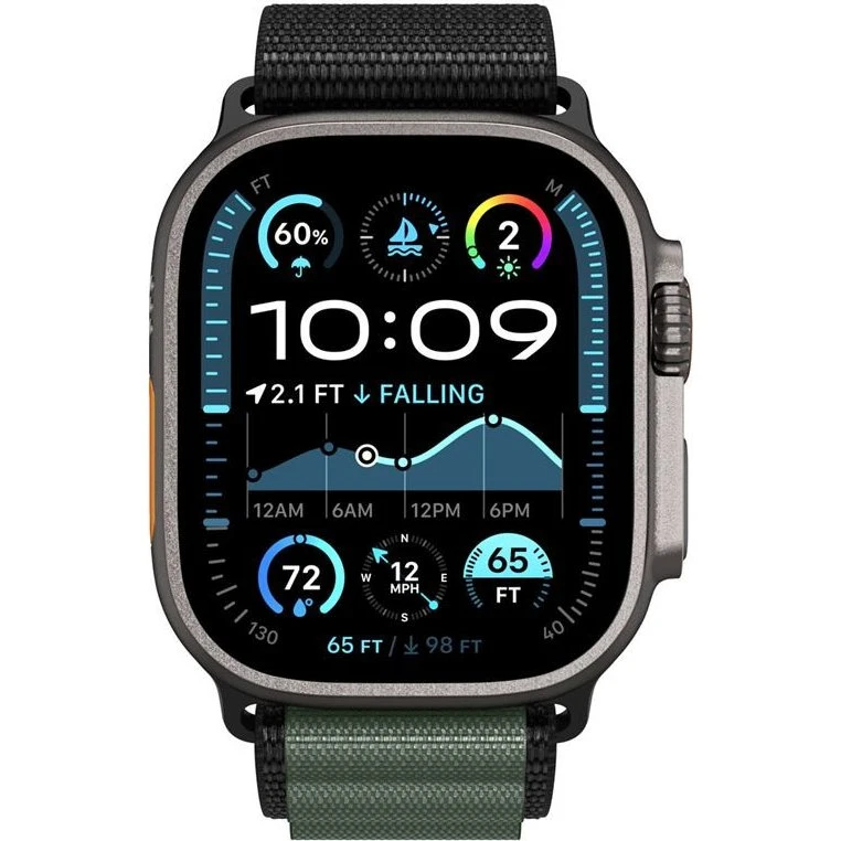Spigen Fabric Band Hook Urrem, Sort/Grøn til Apple Watch 44-49mm
