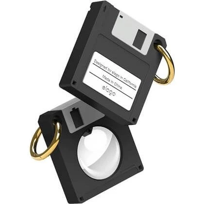 Elago Cover AirTag Diskette med Nøglering, Sort