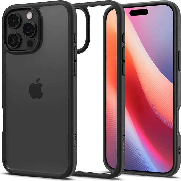 Spigen Crystal Hybrid Mat Sort til iPhone 16 Pro Max