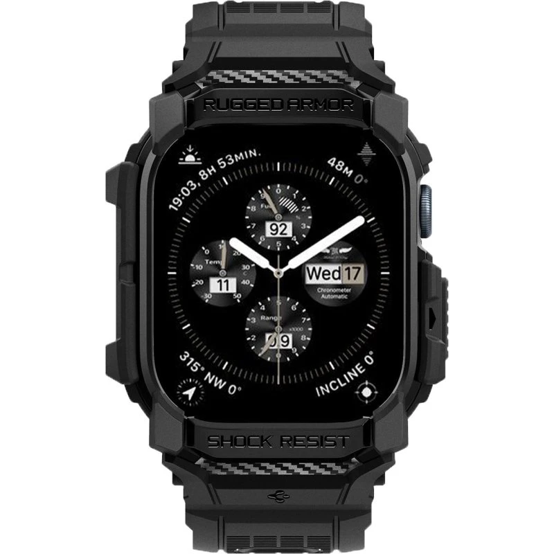 Spigen Rugged Armor Pro Urrem, Sort, Apple Watch 10/11 46mm